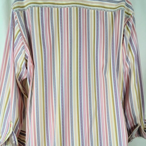 Robert Graham Rainbow Stripes Button Front Dress Shirt Men's Sz XL - Picture 7 of 9